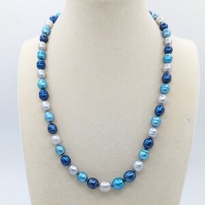 Honora 925 Blue Ringed Cultured Freshwater Pearl Necklace 18"